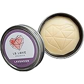 LB Love Organics Hard Lotion Bar | with Lavender Essential Oil | Organic Beeswax Moisturizer for Dry Hands and Feet | Handmade Valentine | Plastic free solid lotion