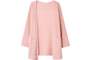Mirawise Girls Front Open Long Sleeve Knit Cardigan Sweater with Pockets 6-13 Years