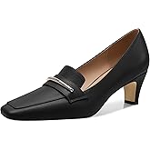 Heisnemca Women's Pumps Chunky Block Patent Closed Square Toe Heels Slip-on Loafers High Heels Dress Party Office Shoes 2.5 Inch