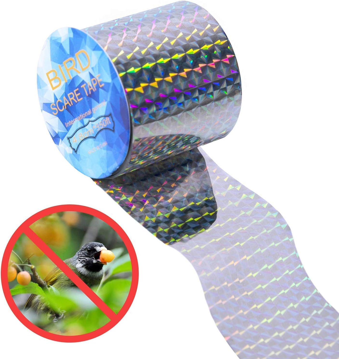 Lveal Bird Repellent Scare Tape, 350 Ft Double Sided Reflective Bird
