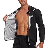 NINGMI Sauna Jacket for Men Long Sleeve Sweat Suit Zipper Workout Exercise Gym Boxing