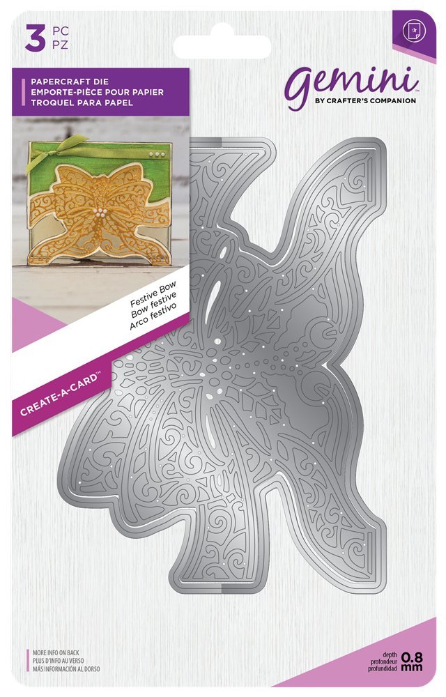 Gemini 1 x Festive Bow Christmas Create a Card, Silver, One Size, GEM-MD-CAD-FBOW