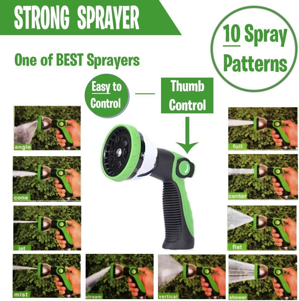 GreenFriendlyHome Garden Hose Expandable Hose - Flexible Water Hose Expanding | Strongest Hose Fabric + Multi Latex Core | Solid Brass Fittings Metal Nozzle (50FT) : Garden & Outdoor