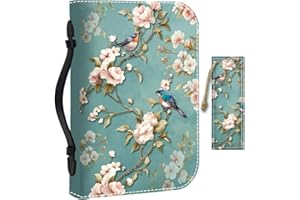 PRESSINART Bird Bible Case 11.2 x 8 x 2.3 Inch Floral Leather Bible Cover Waterproof Durable PU Imitation Leather Protective 