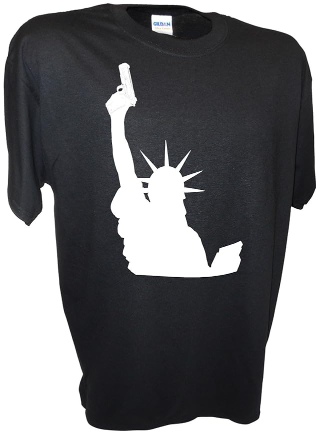 Womens Statue of Liberty Holding a Gun Funny T Shirt By