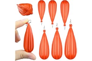 Abvsdu 6 PCS Fishing Practice Plugs - 6 Mixed Sizes Orange Bait Casting Practice Plug, Suitable for Children to Improve Throwing Skills (1/5 oz, 1/4 oz, 3/8 oz, 2/5 oz, 1/3 oz, 3/4 oz)