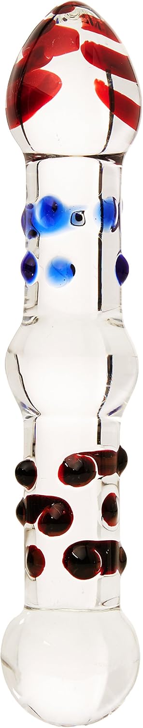 PleasureBox Sex Toy Sensual Glass Dildo, 19 cm, Honey Bumps