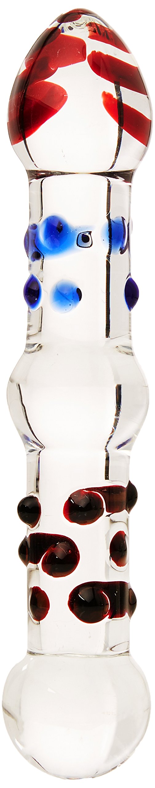 PleasureBox Sex Toy Sensual Glass Dildo, 19 cm, Honey Bumps