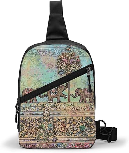 Amazon ボディバッグ ワンショルダー Elefantes Indianos ショルダーバッグ 斜めがけバッグ 大容量 防水 軽量 ワン ショルダーバッグ ボディーバッグ メンズ スポーツ アウトドア サイクリング カジュアル 学生 通学 通勤 旅行 誕生日 アウトドア おしゃれ 耐久性が強い