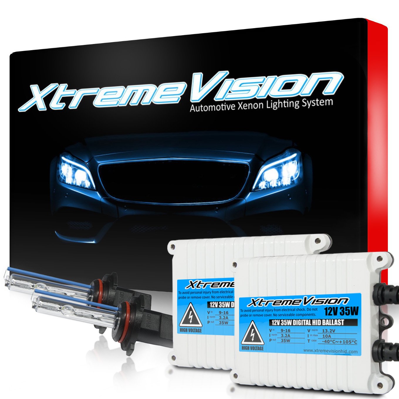 XtremeVision 35W AC Xenon HID Bundle with Slim AC Ballast (1 Pair) and 9006 5000K - 5K Bright White Xenon Bulbs (1 Pair)