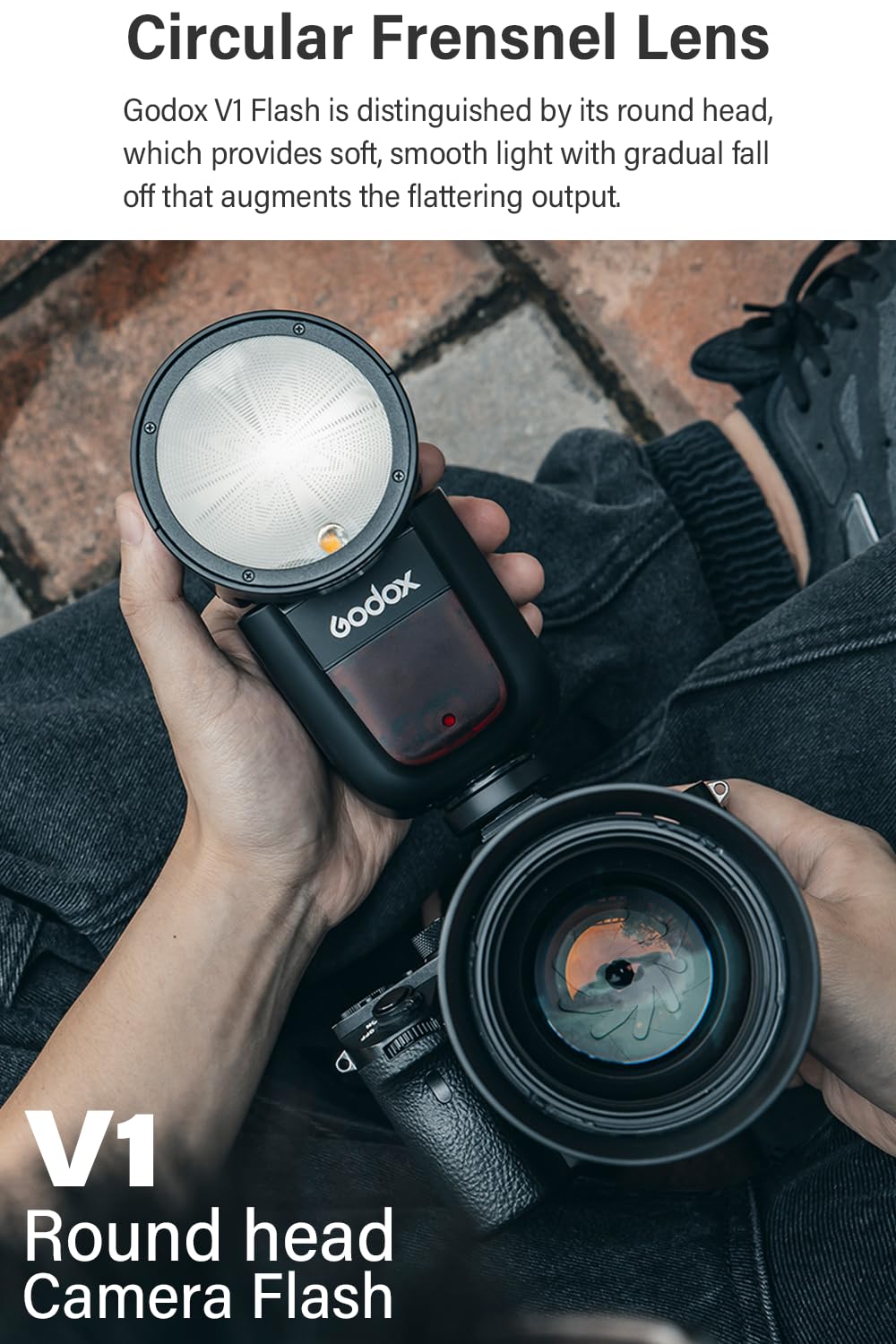 Godox V1-N I-TTL Flash Speedlite, 76Ws 2.4G High-Speed Sync 1/8000s 2600mAh Li-ion Battery Round Head Camera Speedlight with Godox AK-R1 Accessories Kit Compatible for Nikon Cameras