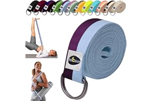 TECEUM Yoga Strap & Mat Strap – 2 IN 1 – Cotton – 6 ft 8 ft 10 ft (30+ colors) – Adjustable Non-Slip Belt for Yoga, Pilates, Stretching, Physical Therapy, Fitness & Home Workout – For Carrying Mats