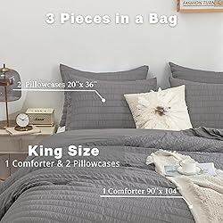 HAOWANER 3 Pieces Seersucker King Comforter Set