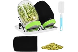 2 Pack Seed Sprouting Jar Kit, Complete Glass Seed Sprout Growing Set with Stainless Steel Lid Drain Stand Light Blocking Sle