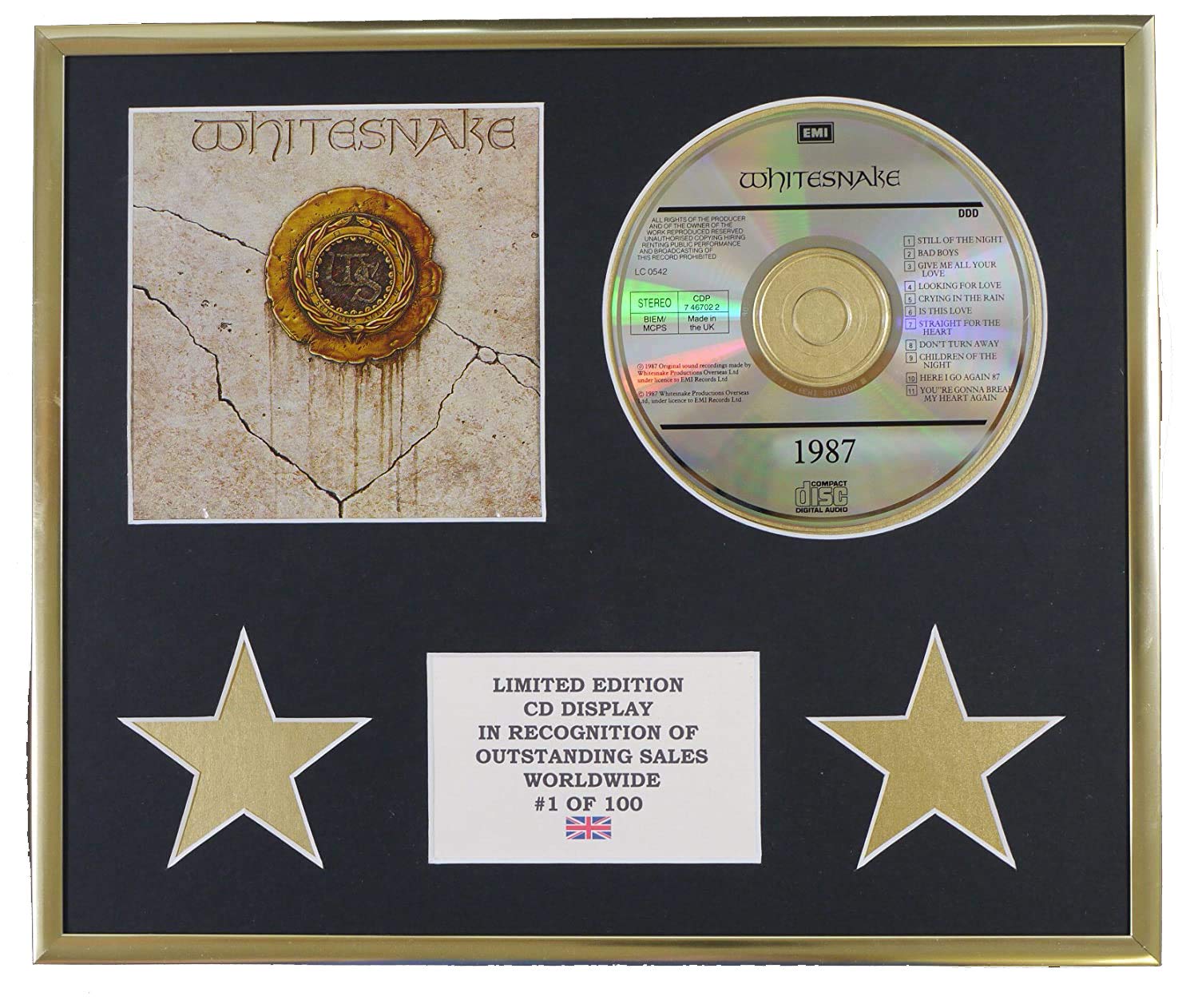WHITESNAKE/CD DISPLAY/LIMITED EDITION/COA/1987