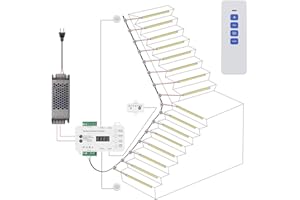 MALIIGAZA Intelligent Motion Sensor LED Stair Light Kit with Main Wire& Daylight Sensor, Step by Step Control LED Step Light Indoor with Remote (16 Stairs,3000K)