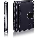 Kingly Cash Clip Slim Leather Wallet for Men with RFID Blocking & Money Clip - Minimalist Front Pocket Bifold Wallet Holds 12 Cards - Secure Card Holder with Easy Access Pull Tab