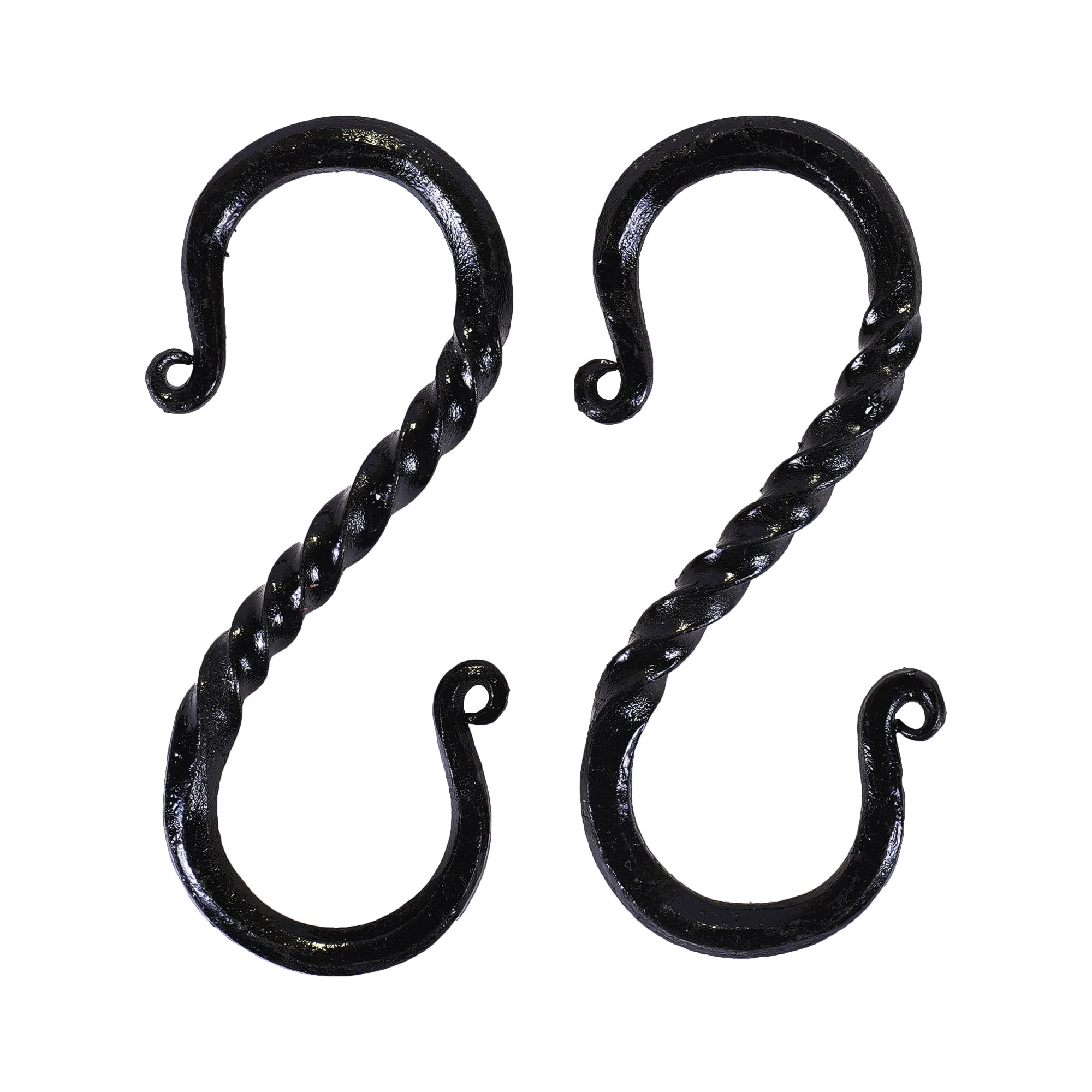 Photo 1 of Viking Traders handforged Twisted Heavy-Duty S Hook 2-Pack Rustic Design| Black Coated, S Hooks for Hanging,Heavy Duty Shelving,Garage,Grid Wall,Storage Racks,Hooks for Heavy Weights