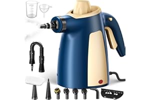 LIKZEST Steam Cleaner, Pressurized Handheld Multi-Surface Natural Steam Cleaner with 12 PCS Accessories & Safety Lock, 350ML Large Capacity, Steamer for Car, Home, Upholstery, Kitchen, Dusty Blue