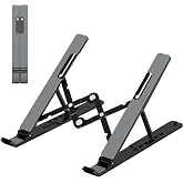 Gogoonike Adjustable Laptop Stand, Portable Laptop Riser for Desk | ABS+Silicone Foldable Ventilated Cooling Notebook Holder Stand for 10-15.6&rdquo; Laptops, Tablets