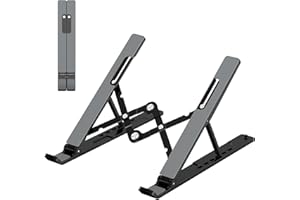Gogoonike Adjustable Laptop Stand, Portable Laptop Riser for Desk, ABS+Silicone Foldable Ventilated Cooling Notebook Holder Stand for 10-15.6” Laptops, Tablets