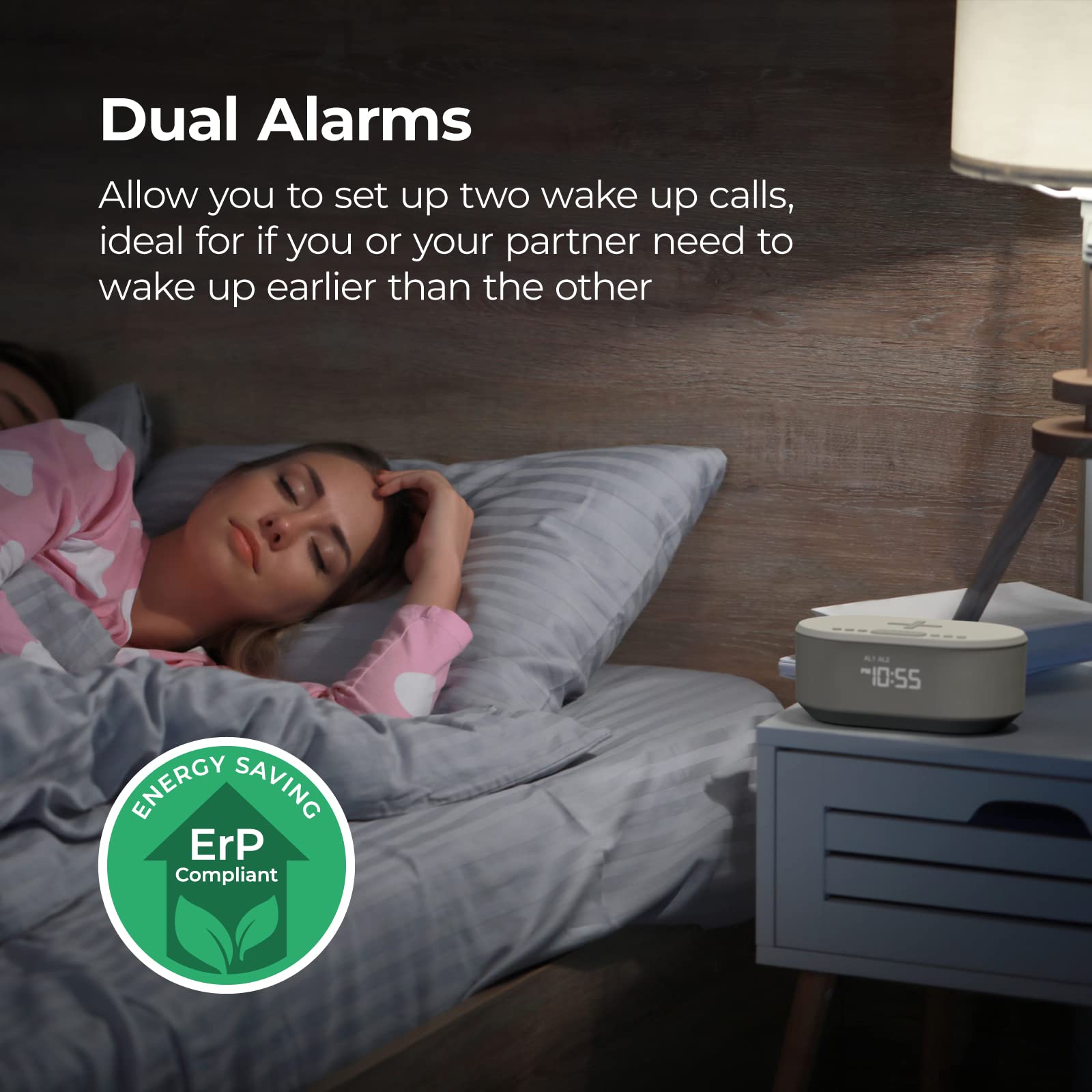 i box Dawn RadioFM , Bluetooth Wireless Speaker, Fast Charging, Clock Radio, LED Display, USB Charger, Dimmable Night Light, Alarm Clock Feature, Wireless Charger, Digital Clock, Dual Alarm (White)