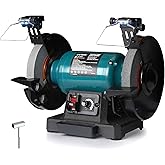 6-Inch Variable Speed Bench Grinder with Grinding Wheel Dresser, 1725&ndash;3450 RPM 2.5 Amp Brushless Induction Motor, LED Work Light, Eye Shields, Cast-Iron Base for Sharpening, Grinding &amp; Polishing