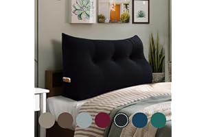 homecozy Wedge Headboard Pillow Dorm Room Reading Pillow Back Support for Sitting Up in Bed Bolster Lumbar Cushion Body Positioning Bedrest Velvet 39in Black Twin