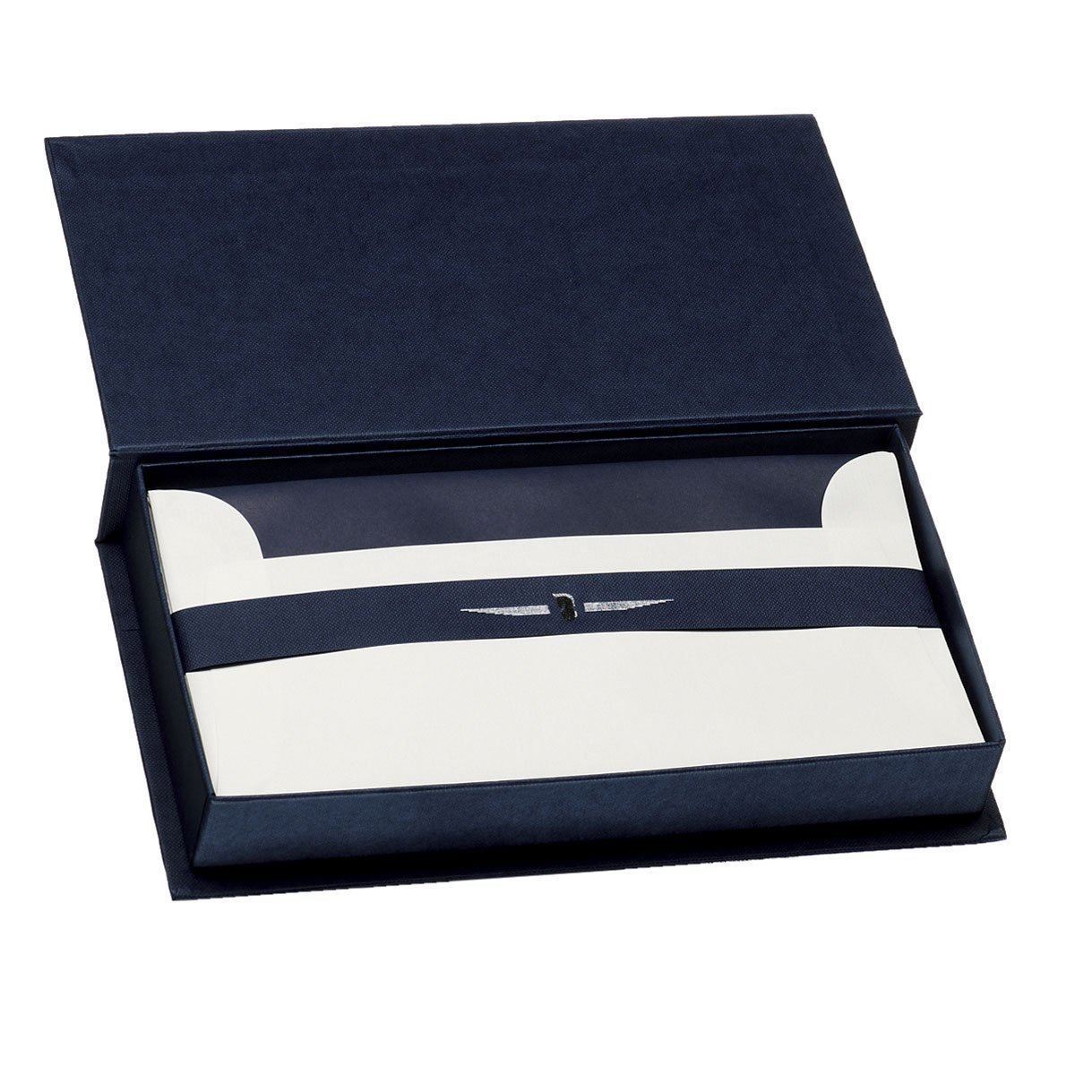 Rössler Papier 1056831009 - Kaartencassette DL/DL, 15/15, Papier Royal, blauw/wit geribd