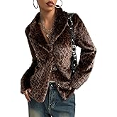 utcoco Womens 2025 Leopard Faux Fur Coat Button Down Winter Coats Fluffy Parka Shaggy Warm Outerwear