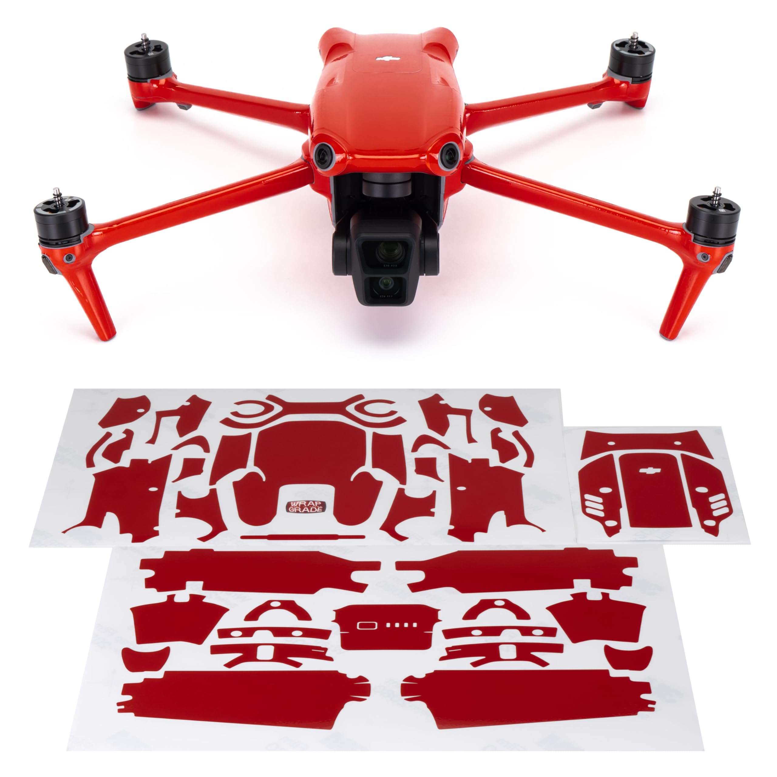 WRAPGRADE Skin Stickers compatible with DJI Air 3 | Full Wrap Set (SUPER RED)