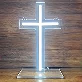 Jesus Cross Personalized Neon Sign for Wall Decoration Dimmable LED Neon Sign Bedroom Wall LED Sign Church Prayer Room or Christian Store Faith Christ Memorial Place 9.5x5.5 Inch