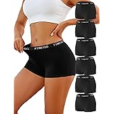 FINETOO Womens Cotton Boy Shorts Underwear Full Coverage Soft Boxer Briefs High Waisted Panties for Lady Girls 6 Pack