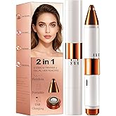 Gadhevia 2-in-1 Painless Eyebrow Trimmer & Flawless Facial Hair Remover for Women - Gentle Dual Head Design for Brows, Lip, Chin, Cheeks - Rechargeable Type-C(White A)
