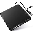 YMY Portable External CD DVD Burner, 2 in 1 USB3.0 & Type-C CD/DVD Disk Drive Player Burner Reader Writer Compatible for Laptop,Desktop,MacBook,Win11/10/8/7/XP, Linux,Mac OS,Vista