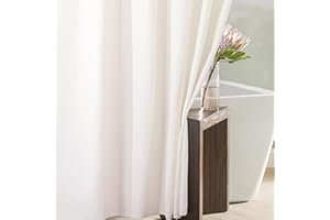 POPKOZZI Ivory Waffle Fabric Shower Curtain: Beige Cream Heavy Duty Textured Shower Curtains for Bathroom - 256 GSM Water Repellent Washable Thick Polyester Cloth Bath Curtain - 72x72