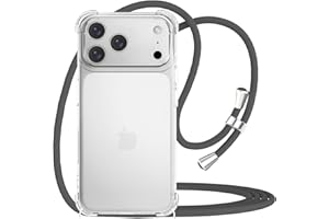 YESPURE for iPhone 17 Pro Max Phone Case Clear Case Women Adjustable Neck Cord Lanyard Strap Cover Transparent Soft Bumper Shockproof Protective Case for iPhone 17 Pro Max - Gray