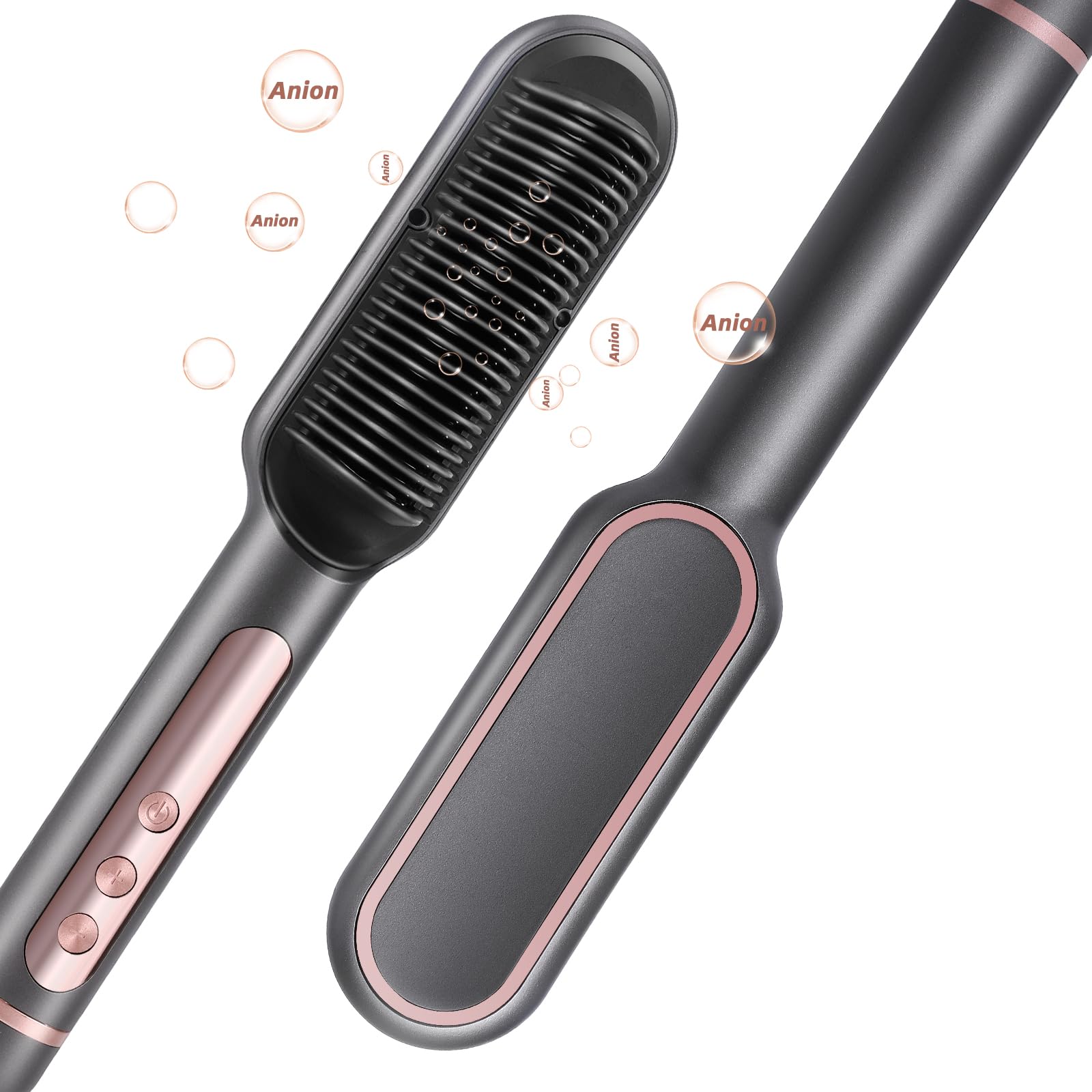 LAYWVCO Ionic Hair Straightener Comb - Hair Straightening Brush, 9 Temperature Settings & LED Screen, Straightening Brush for Women, Professional Hair Tools for Styling (Black)