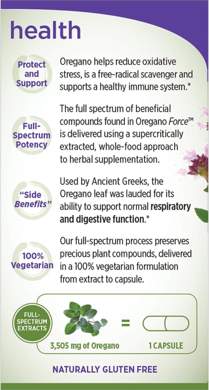 New Chapter Oregano Force for Immune Support with Supercritical Organic Oregano + Non-GMO Ingredients - 30 ct Vegetarian Capsules: Health & Personal Care