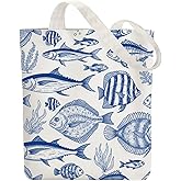 ANATTASOUL Canvas Tote Bag Reusable Cotton Bag for Women, Large 14.96"x 15.74" Cloth Shoulder Bags with Zipper Pockets