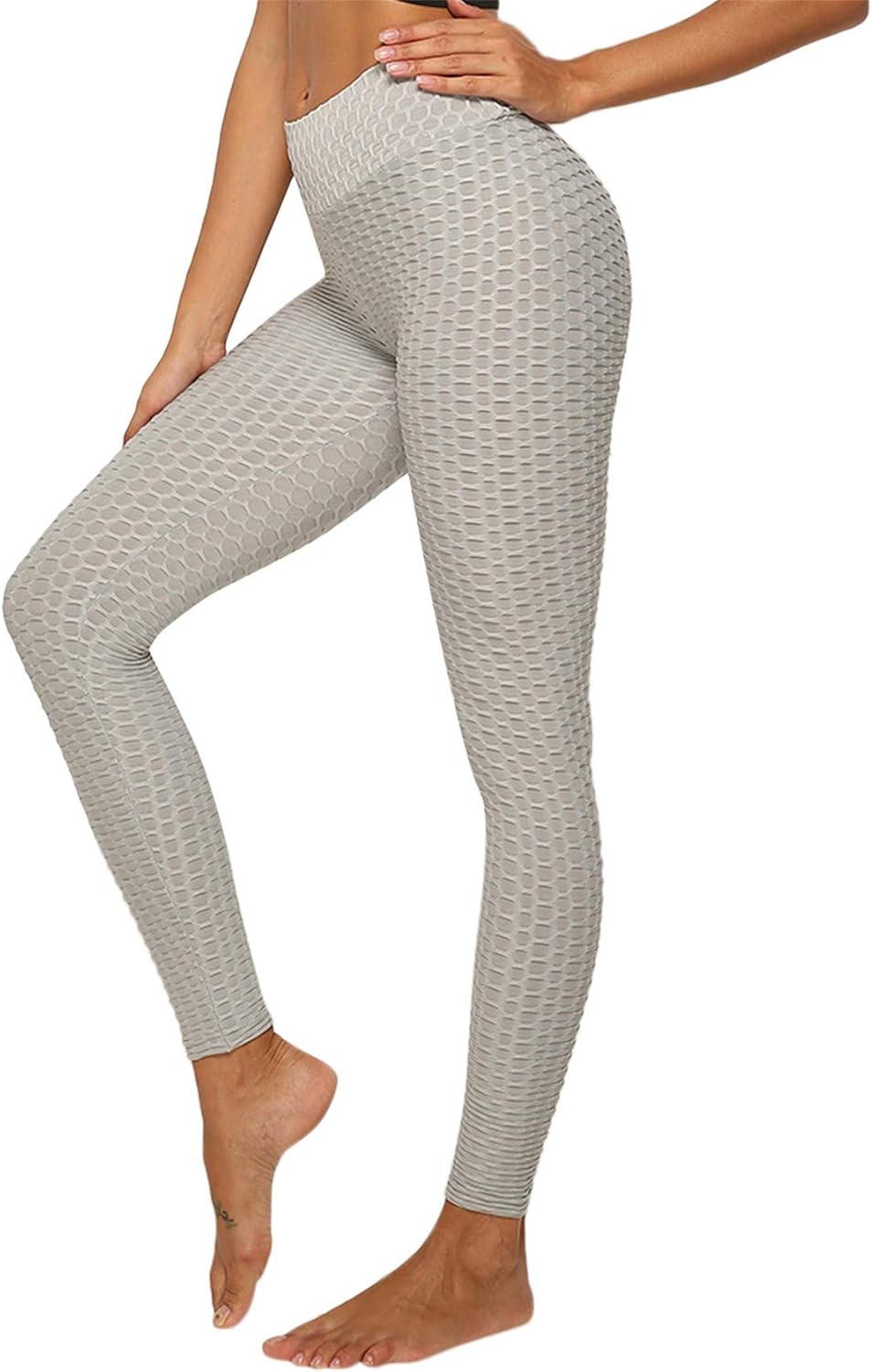 Shownicer Leggings Femme De Compression Taille Haute Slim Fit Butt Lift Elastique Pantalon De Yoga Sport Casual Skinny Fitness Jogging Leggings A Gris Normal XS