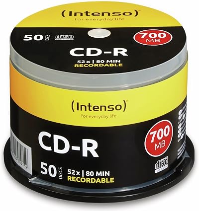 Intenso CD-R 52x 700MB 80 Minutes Recordable Media 50 Pack Cakebox