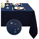 Obstal Rectangle Table Cloth, Navy Blue, 60 x 84 Inch | Oil-Proof Spill-Proof and Water Resistance Microfiber Tablecloth, Decorative Fabric Table Cover for Outdoor and Indoor Use