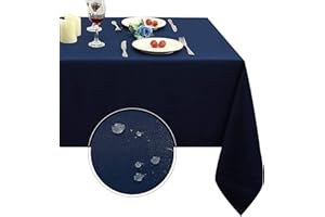Obstal Rectangle Table Cloth, Oil-Proof Spill-Proof and Water Resistance Microfiber Tablecloth, Decorative Fabric Table Cover for Outdoor and Indoor Use (Navy Blue, 60 x 84 Inch)