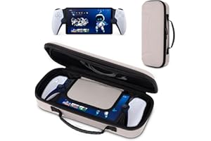 wonlince Hard Carrying Case for Sony PS5 Playstation Portal，Scratch-resistant portable organizer with mesh pocket，Stylish design for traveling，Off White