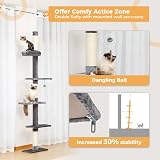 PAWZ Road Cat Tree 5-Tier Floor to Ceiling Height Adjustable Grey view 3