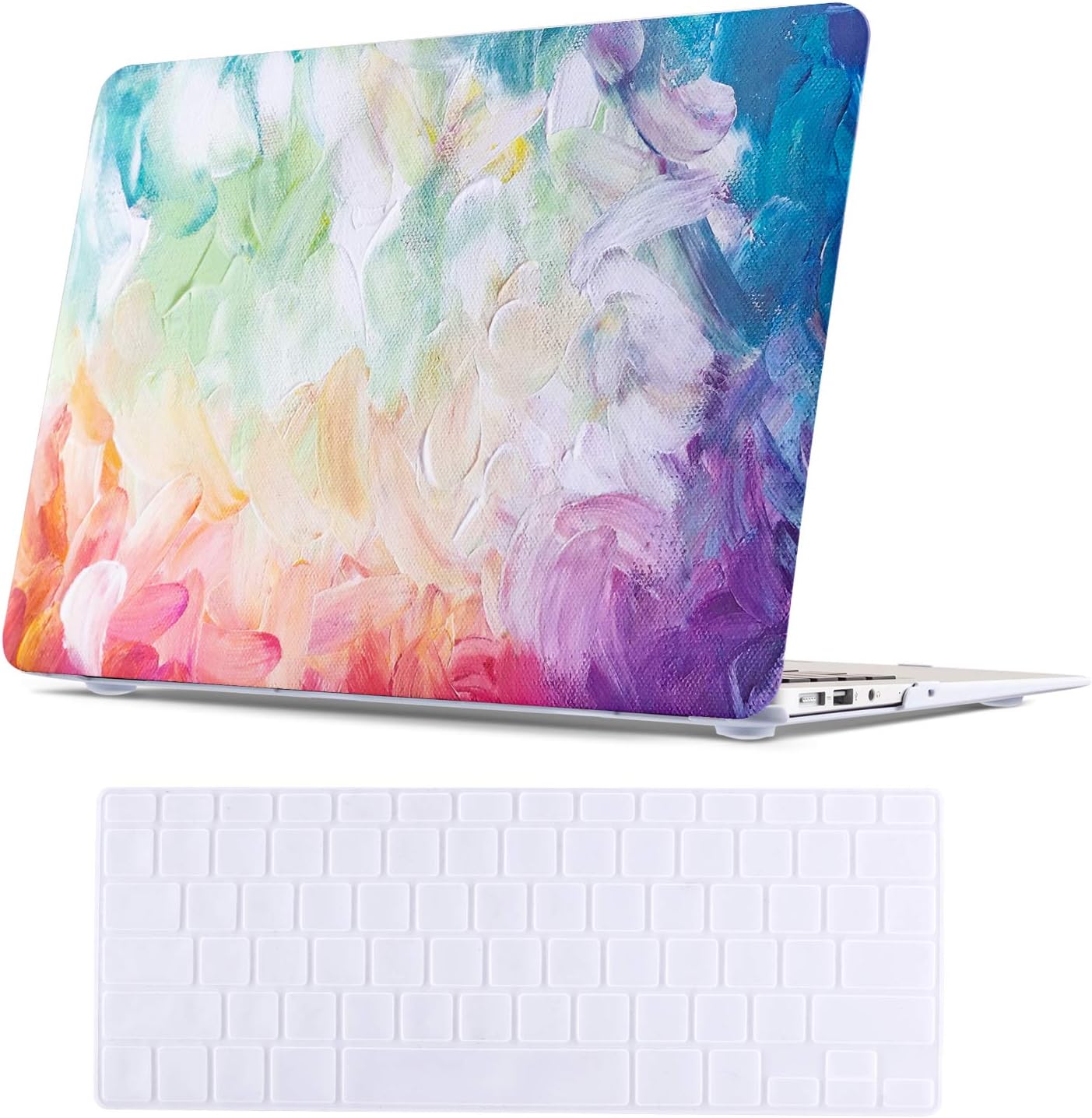 TeenGrow MacBook Air 13 Inch Case, Rubber Coated Plastic Hard Case Shell with Keyboard Cover Only Compatible MacBook Air 13" (Model: A1369/A1466), Rainbow Painting