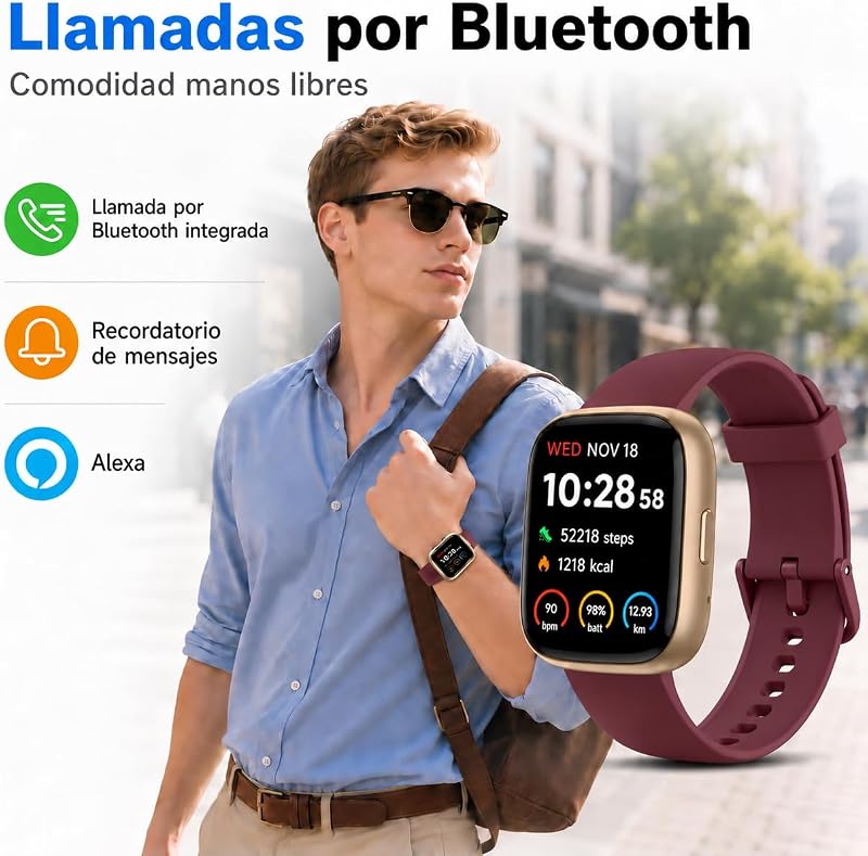- Smartwatch uomo/donna, notifiche Whatsapp, schermo touch da 1,8" HD, chiamate Bluetooth, frequenza cardiaca, SpO2, sonno, oltre 100 modalità sportive, IP68, Android/iOS