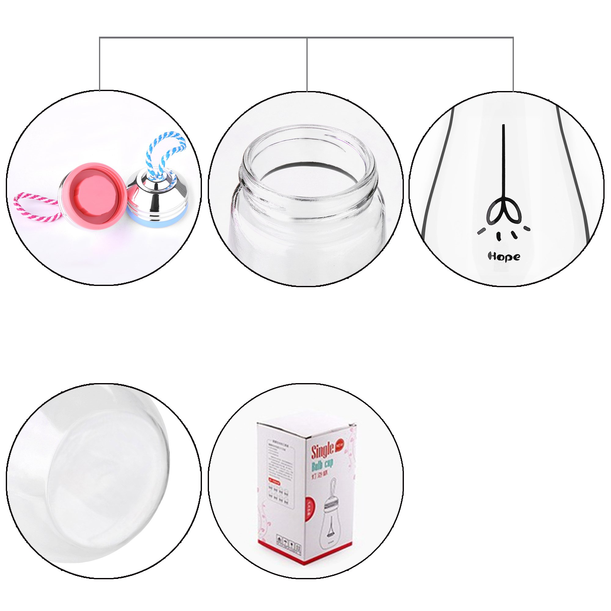 Keemanman Creative Bulb Cup,BPA Free Glass Travel Tea Mug,Cute Water Bottle with Neoprene Sleeve 14 Ounce (blue)