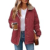 Naggoo Women's Casual Long Sleeve Quilted Jackets Loose Button Down Zipper Winter Puffer Jacket Coat Outwear